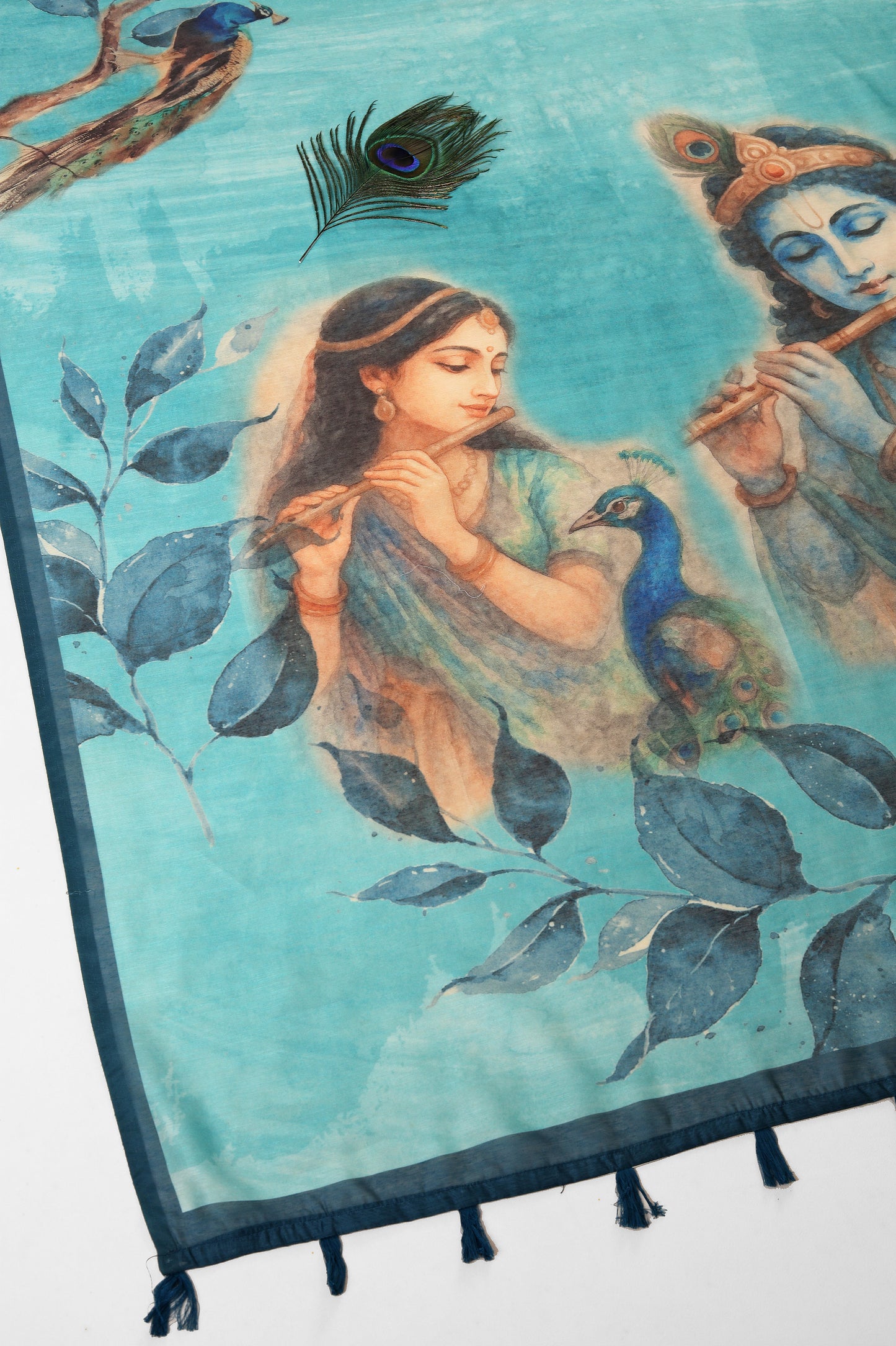 Mor Bansi Blue Printed Saree
