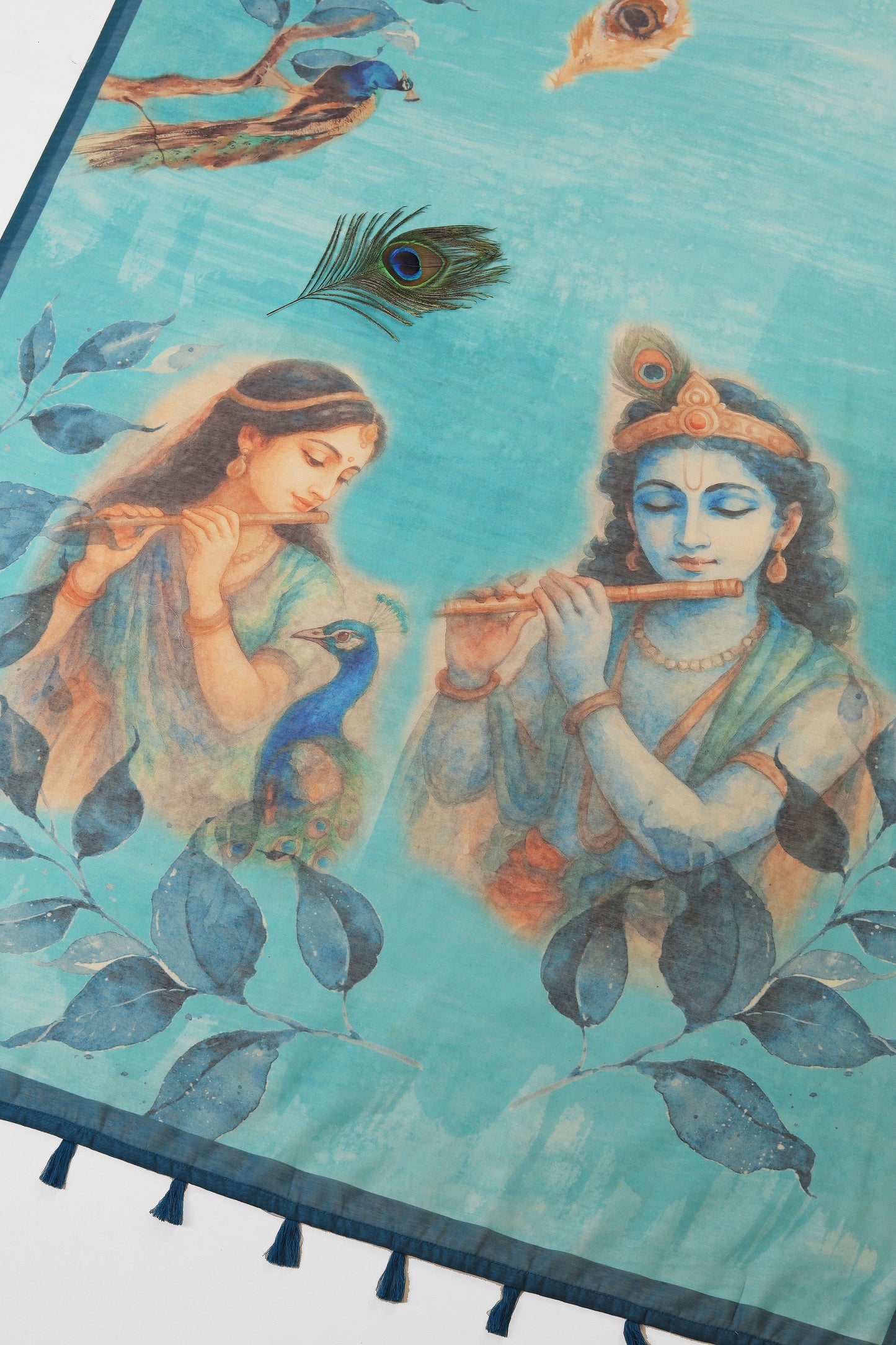 Mor Bansi Blue Printed Saree