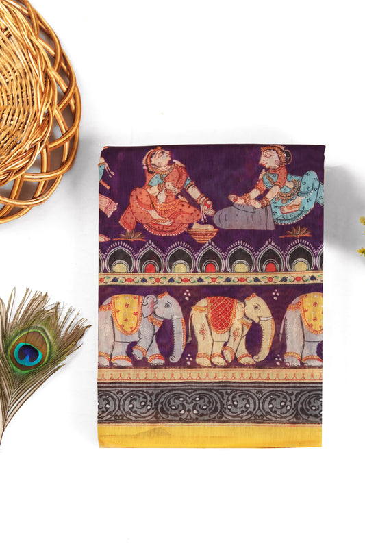 Krishna Darbar Chanderi Saree