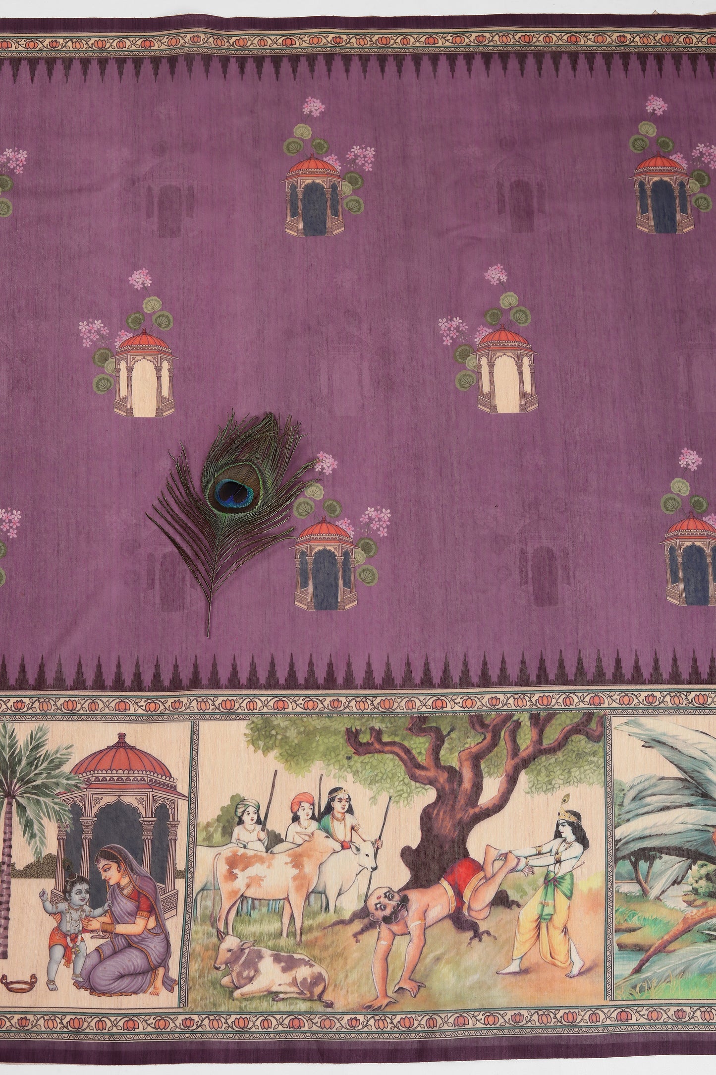 Vrindavan Leela Purple Printed Saree