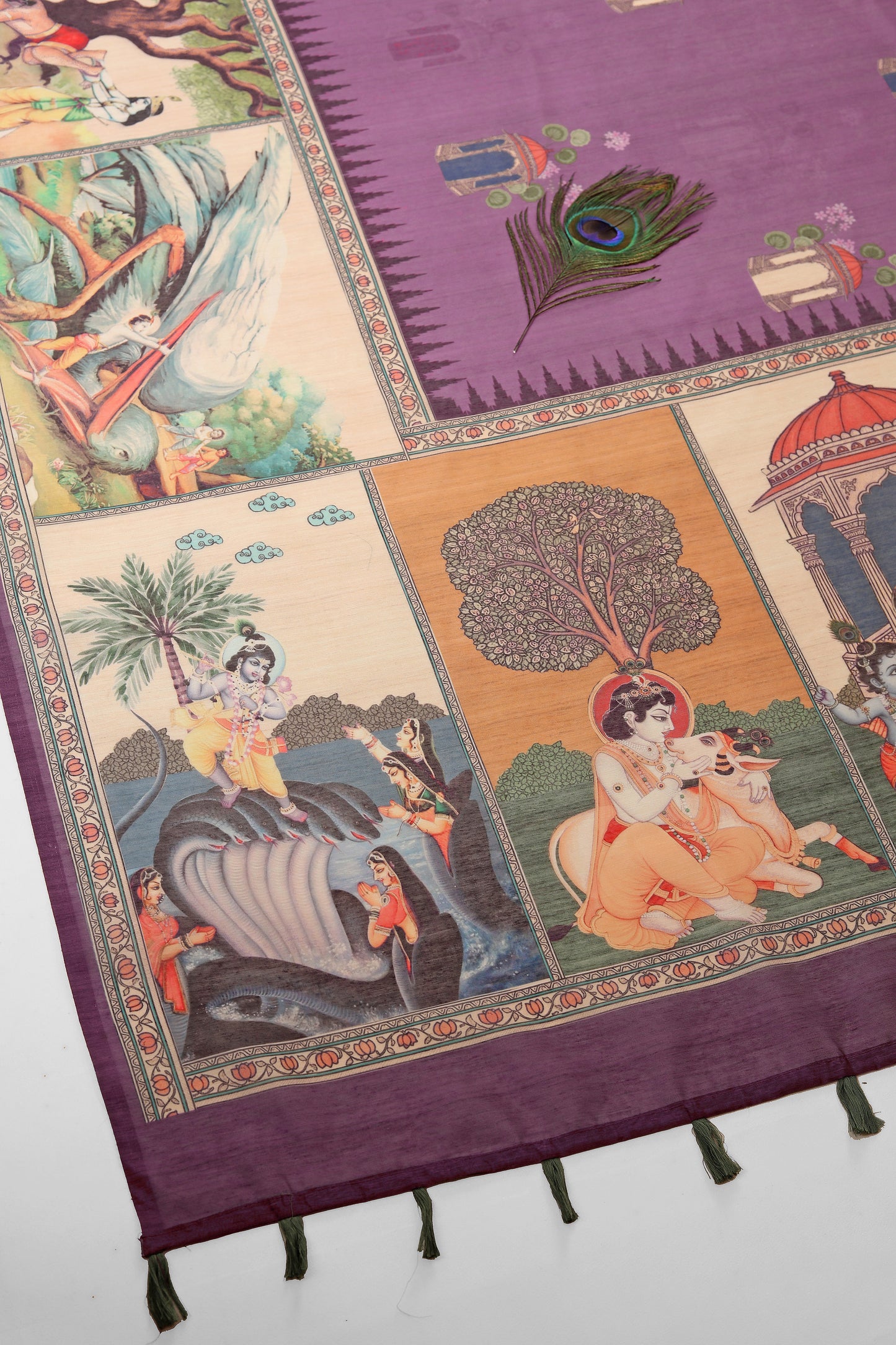 Vrindavan Leela Purple Printed Saree