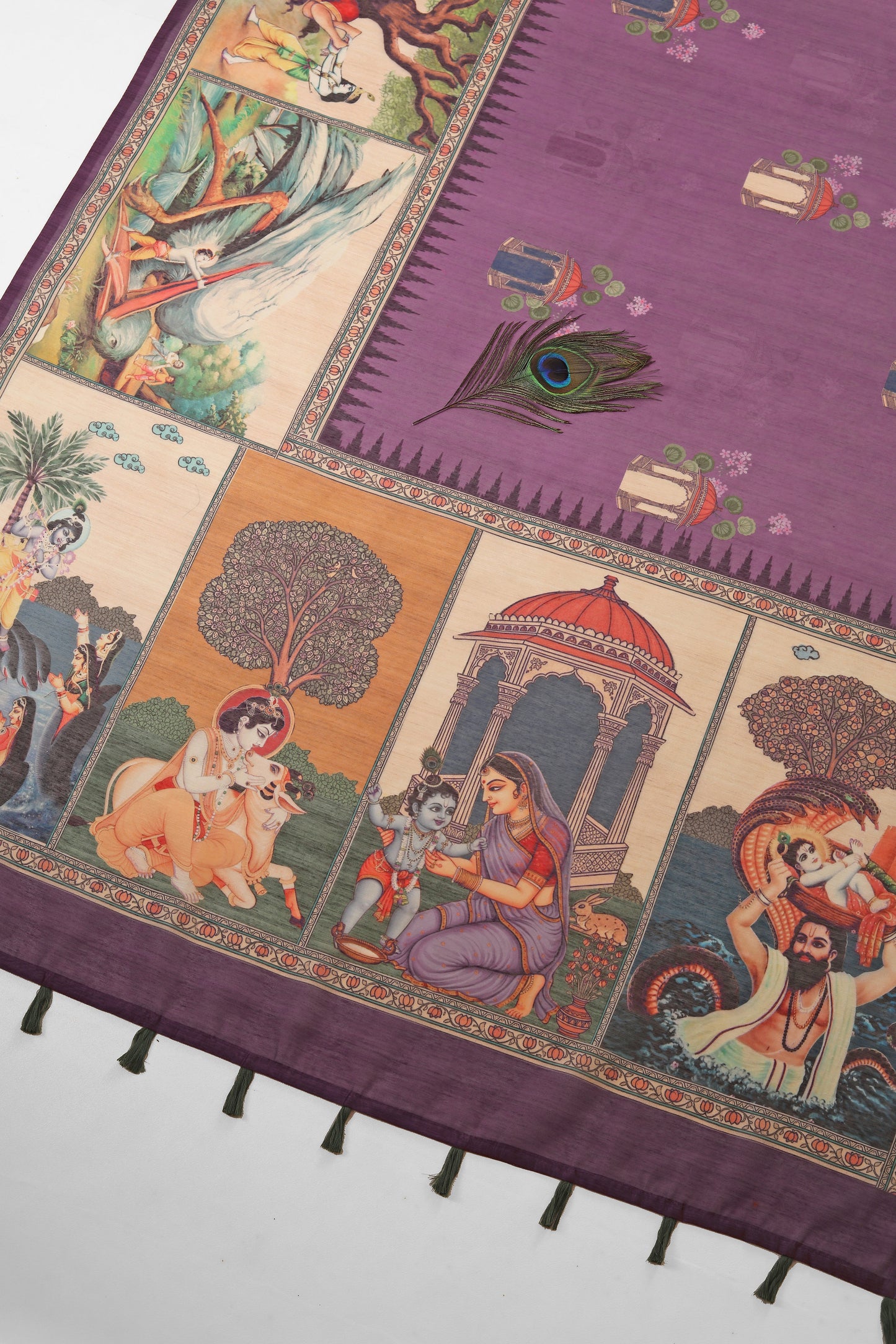 Vrindavan Leela Purple Printed Saree