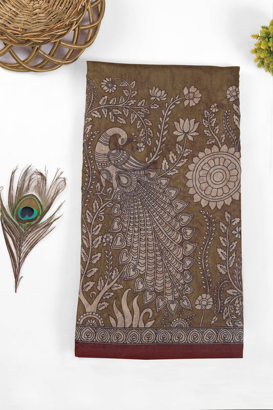 Red & Mustard Two-Tone Saree