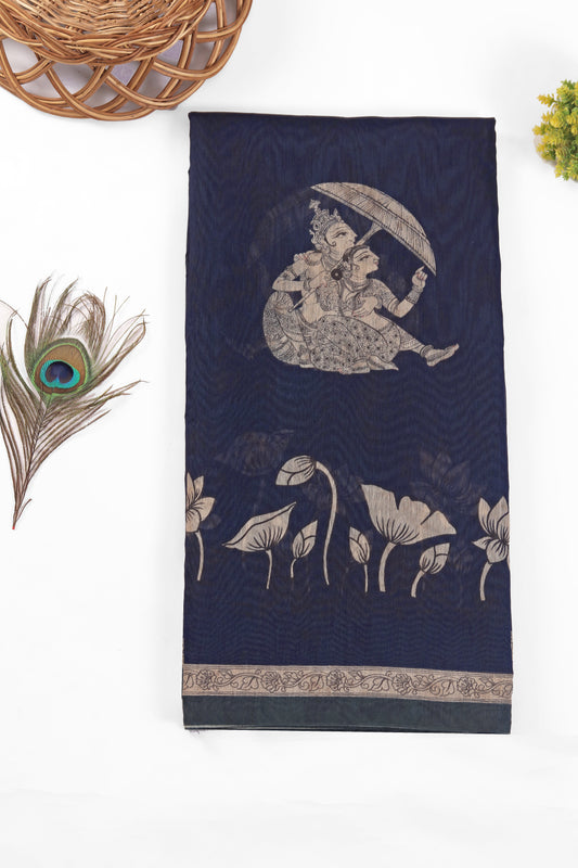 Teal & Navy Blue Two-Tone Saree