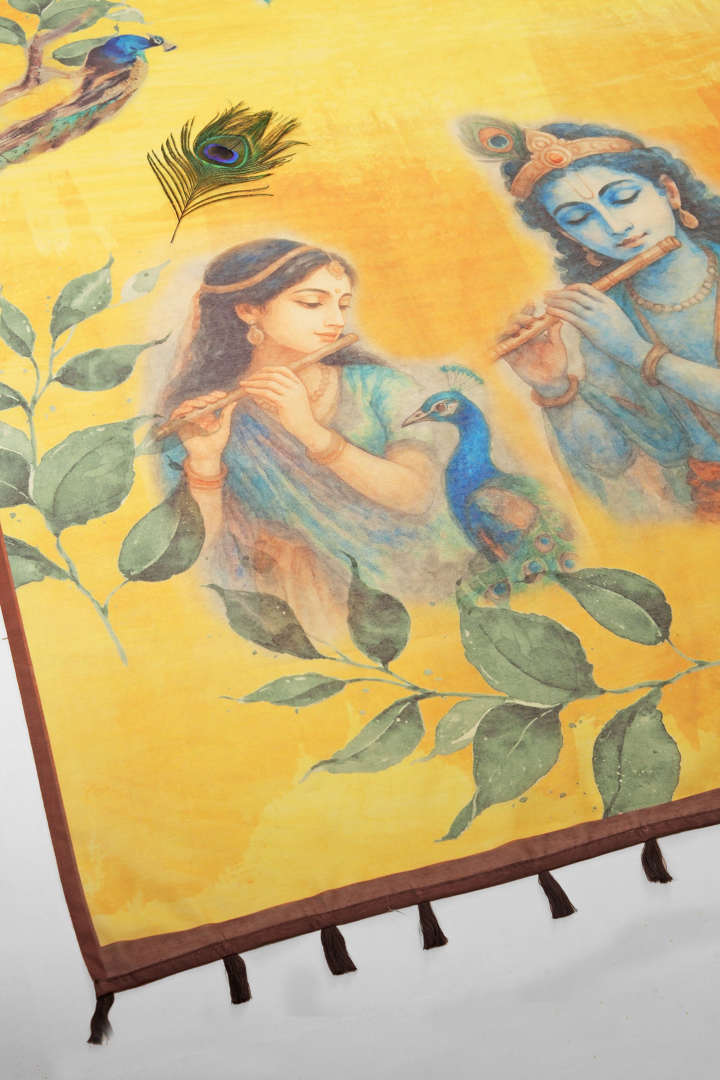 Mor Bansi Yellow Printed Saree