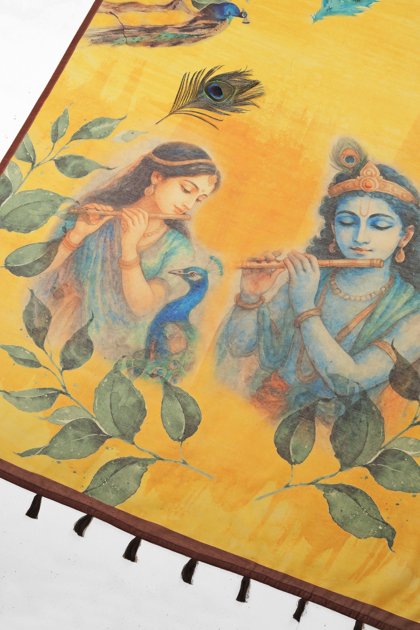 Mor Bansi Yellow Printed Saree