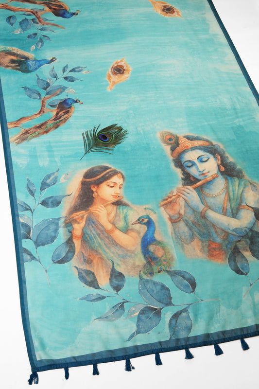 Mor Bansi Blue Printed Saree