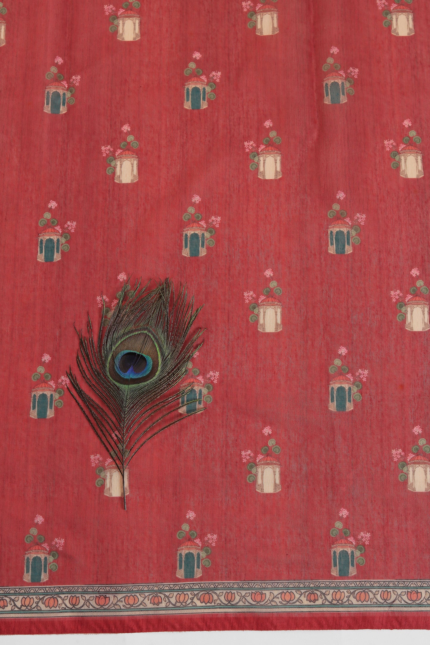 Vrindavan Leela Red Printed Saree