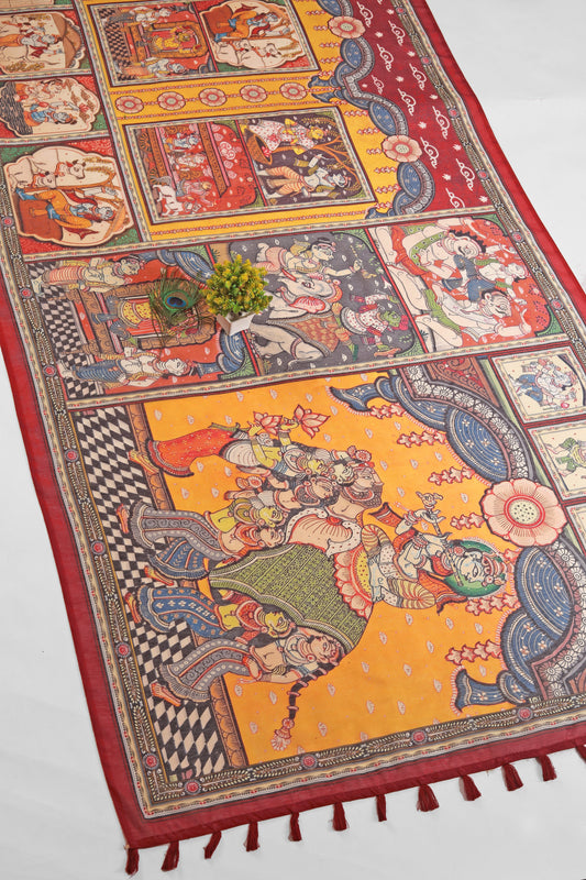 Rang Gajraj Chanderi Saree